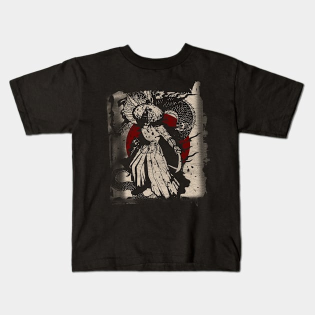 Dragon Samurai Traditional Japanese Warrior Gift Kids T-Shirt by RK Design